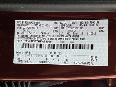 2017 Ford F-150 King Ranch 4WD SuperCrew 5.5' Box