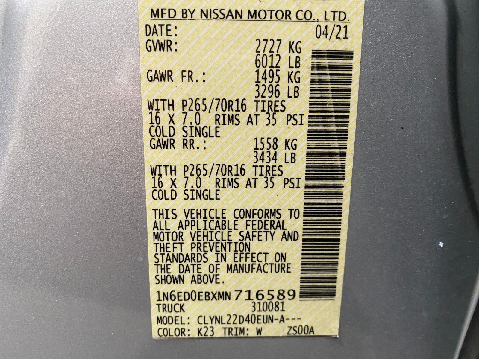 2021 Nissan Frontier Crew Cab 4x4 SV Auto