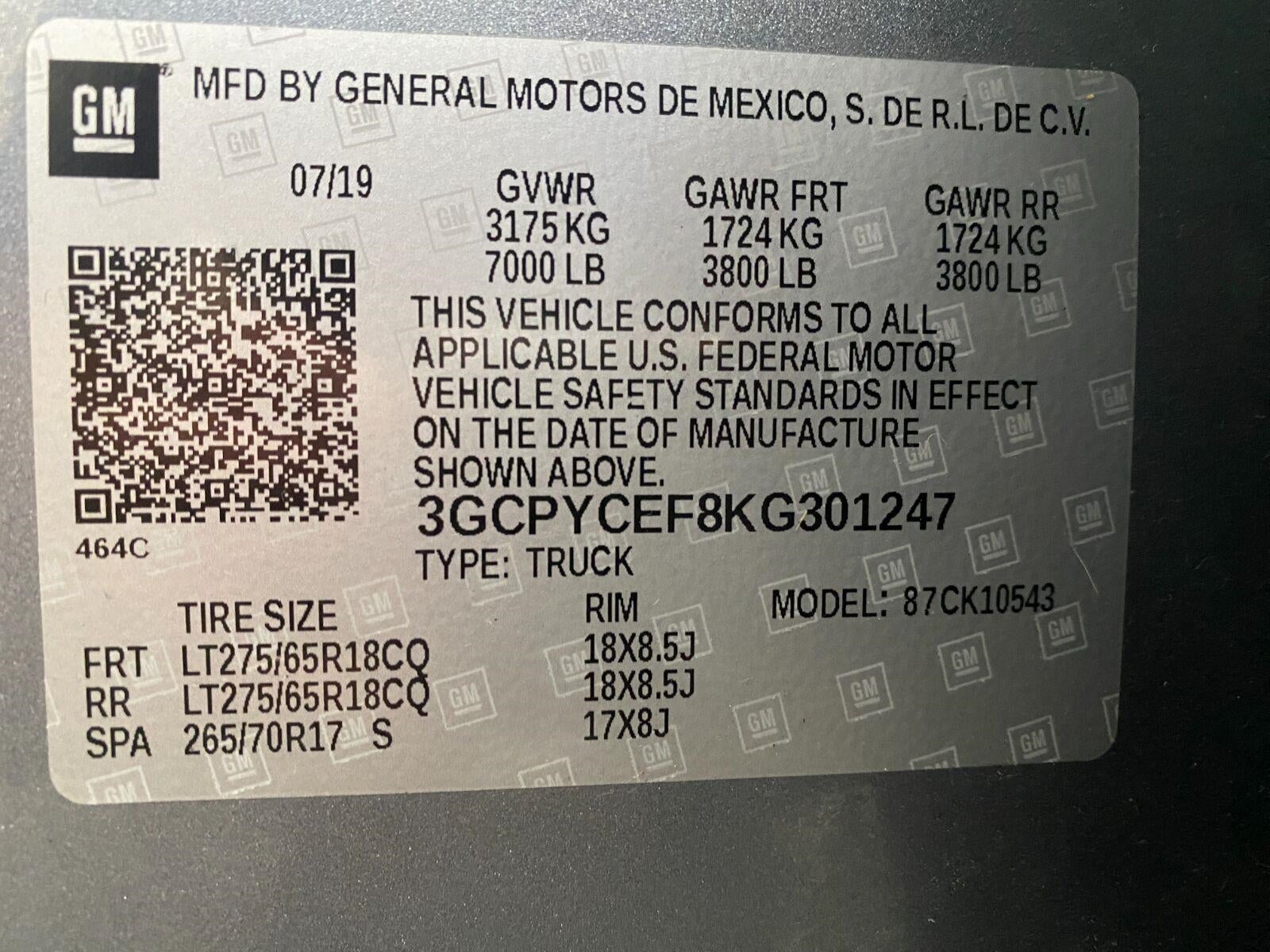 2019 Chevrolet Silverado 1500 4WD Crew Cab 147 Custom Trail Boss