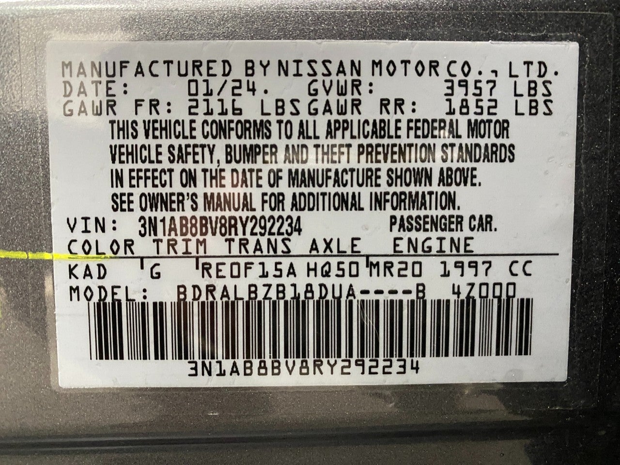 2024 Nissan Sentra S CVT