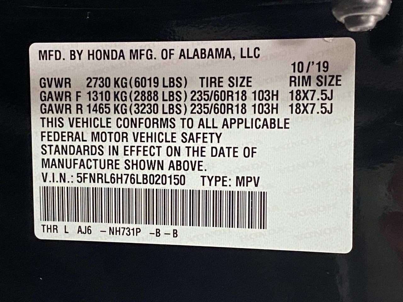 2020 Honda Odyssey EX-L Auto