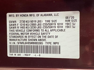 2021 Honda Odyssey Touring Auto