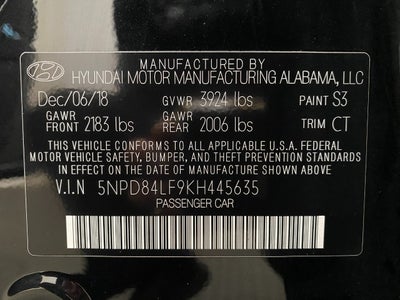 2019 Hyundai Elantra Limited Auto