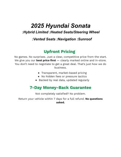 2025 Hyundai Sonata Hybrid Limited FWD