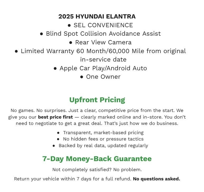 2025 Hyundai Elantra SEL Convenience IVT